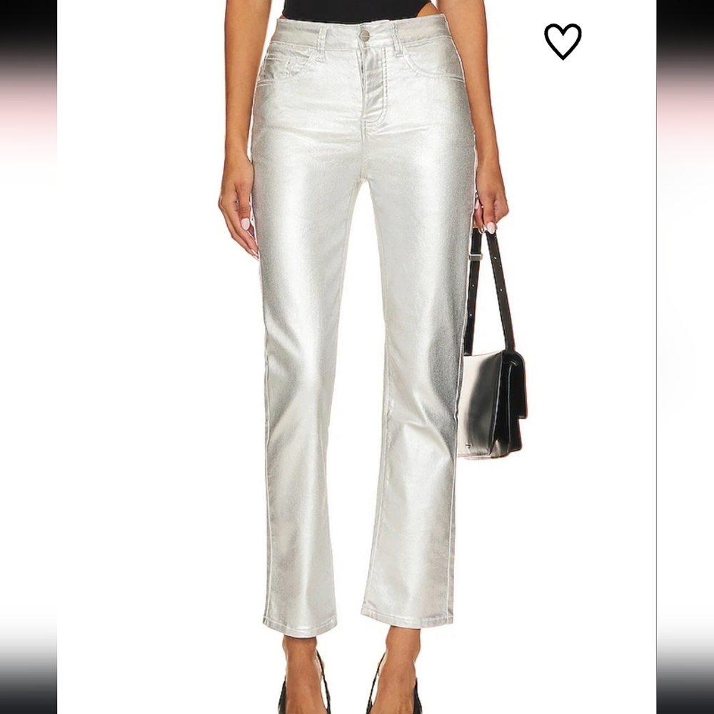 Revolve Superdown Regina Metallic Jean Silver Metallic Statement Bold Size 26